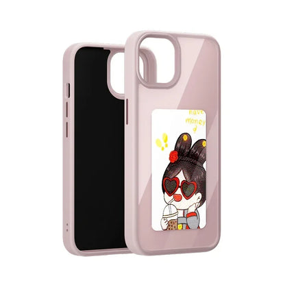 NFC Smart E-Ink Screen Phone Case for Iphone 16 15 14 13 12 11 Pro Max DIY Photo Anime Characters Boy Girl Silicone Phone Cover